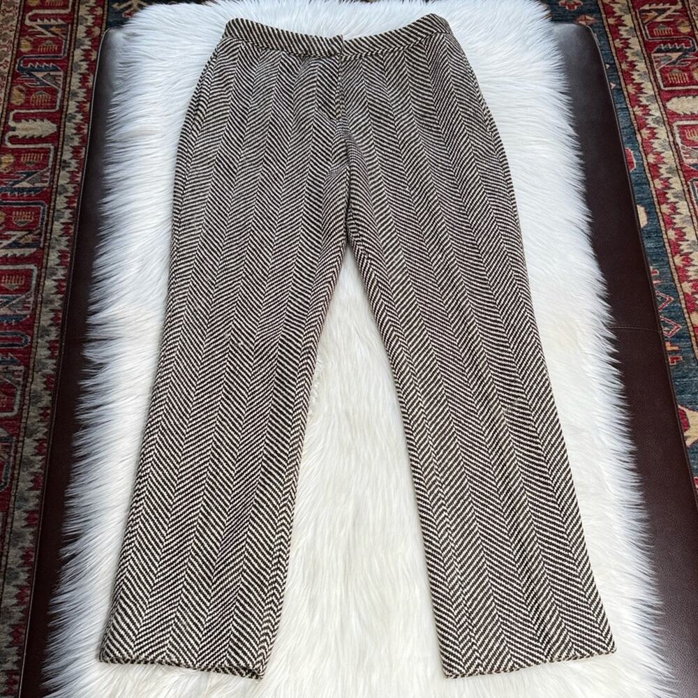 Calvin Klein Collection Vintage Black and White Wool Herringbone Trousers